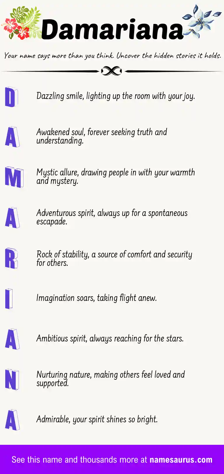Acrostic poem about Damariana.