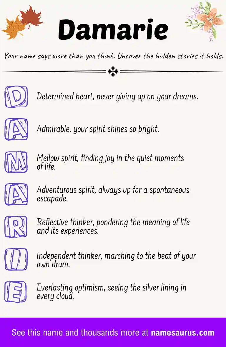 Acrostic poem about Damarie.