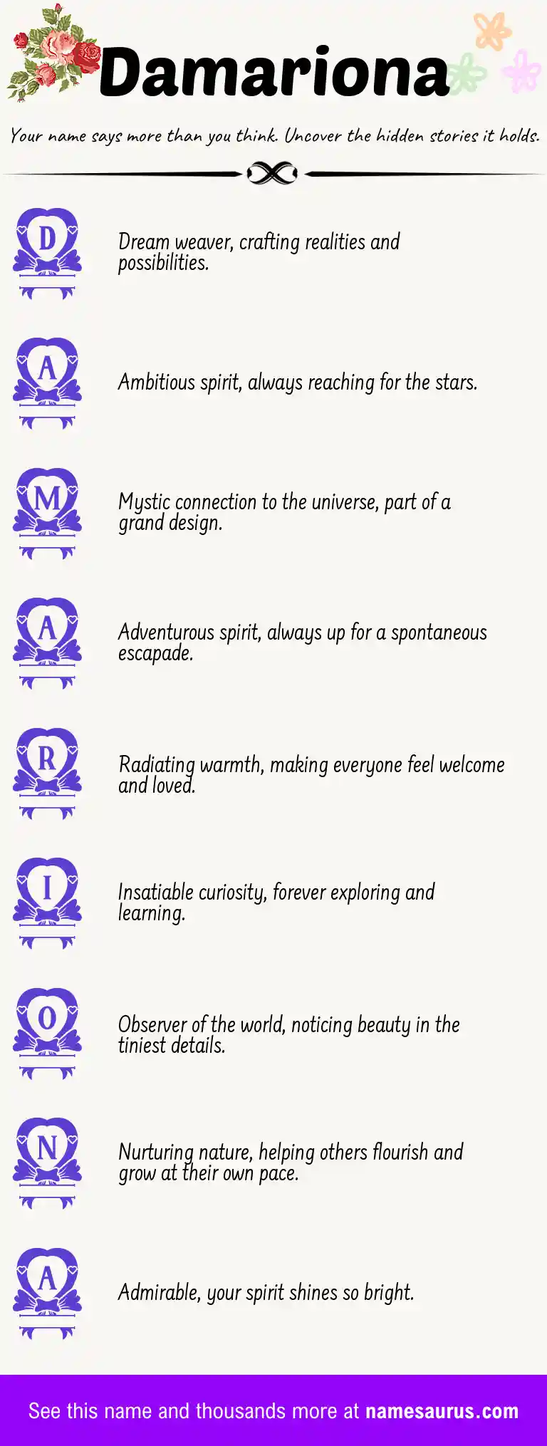Acrostic poem about Damariona.