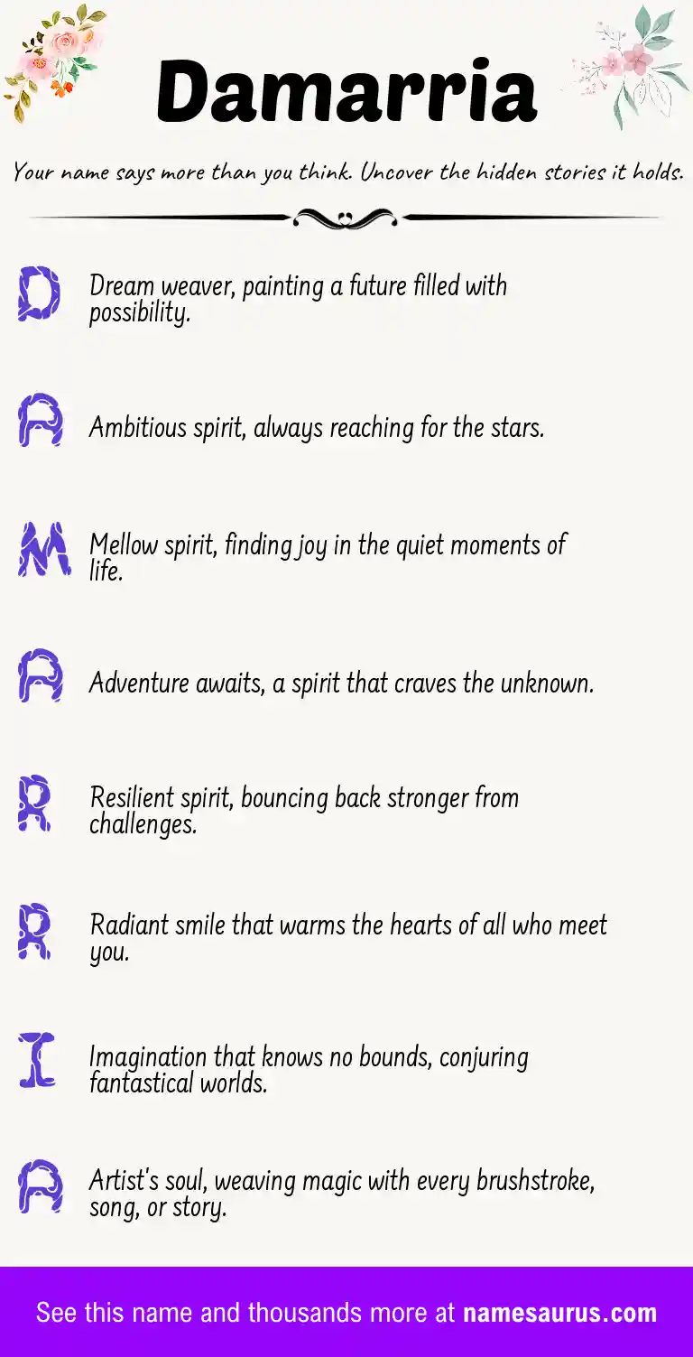 Acrostic poem about Damarria.