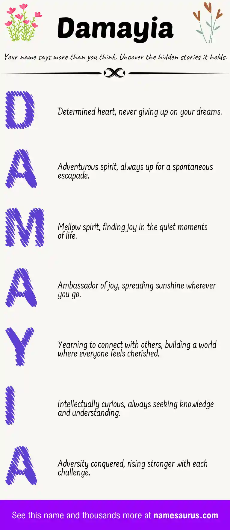 Acrostic poem about Damayia.
