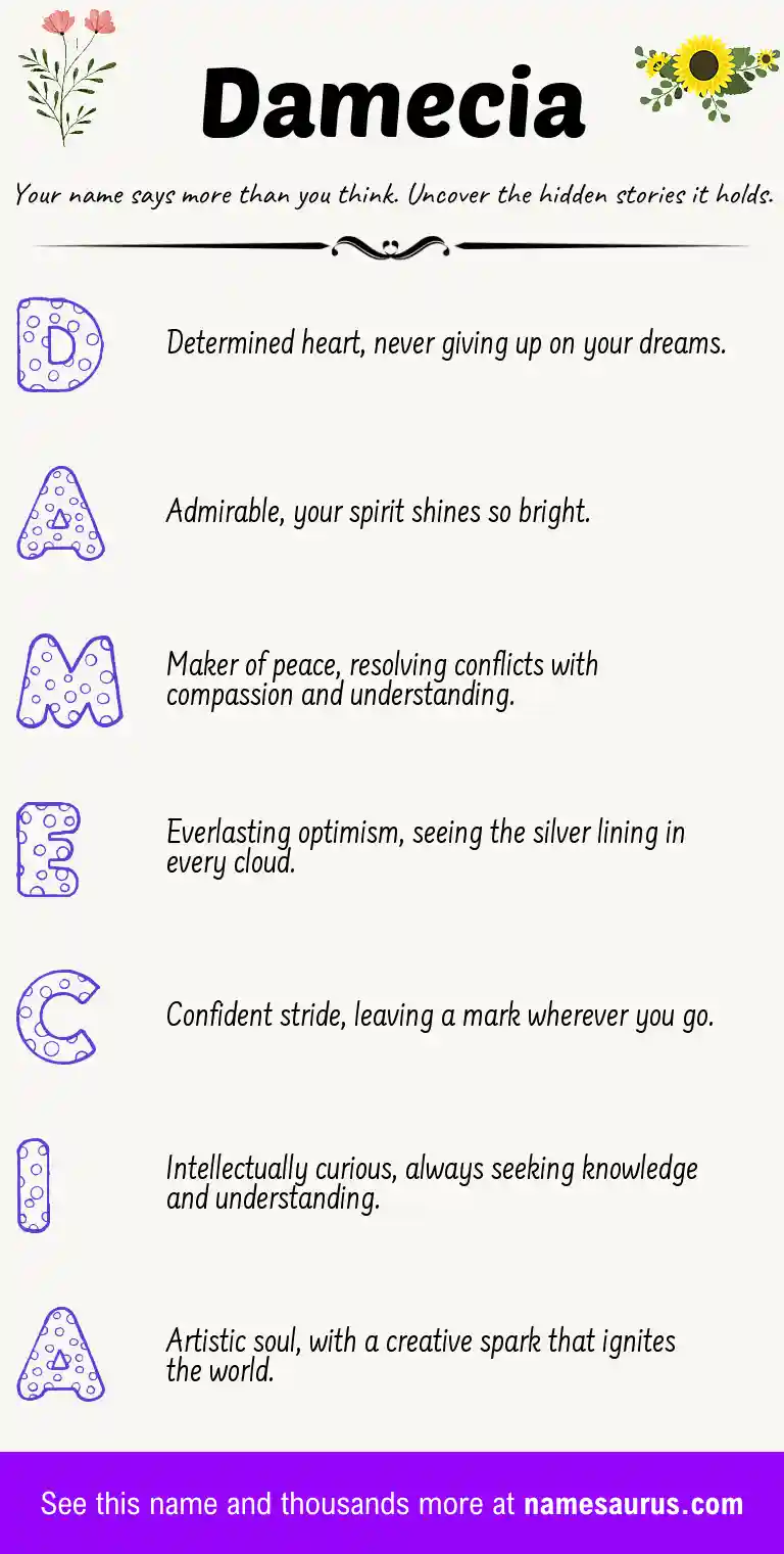 Acrostic poem about Damecia.