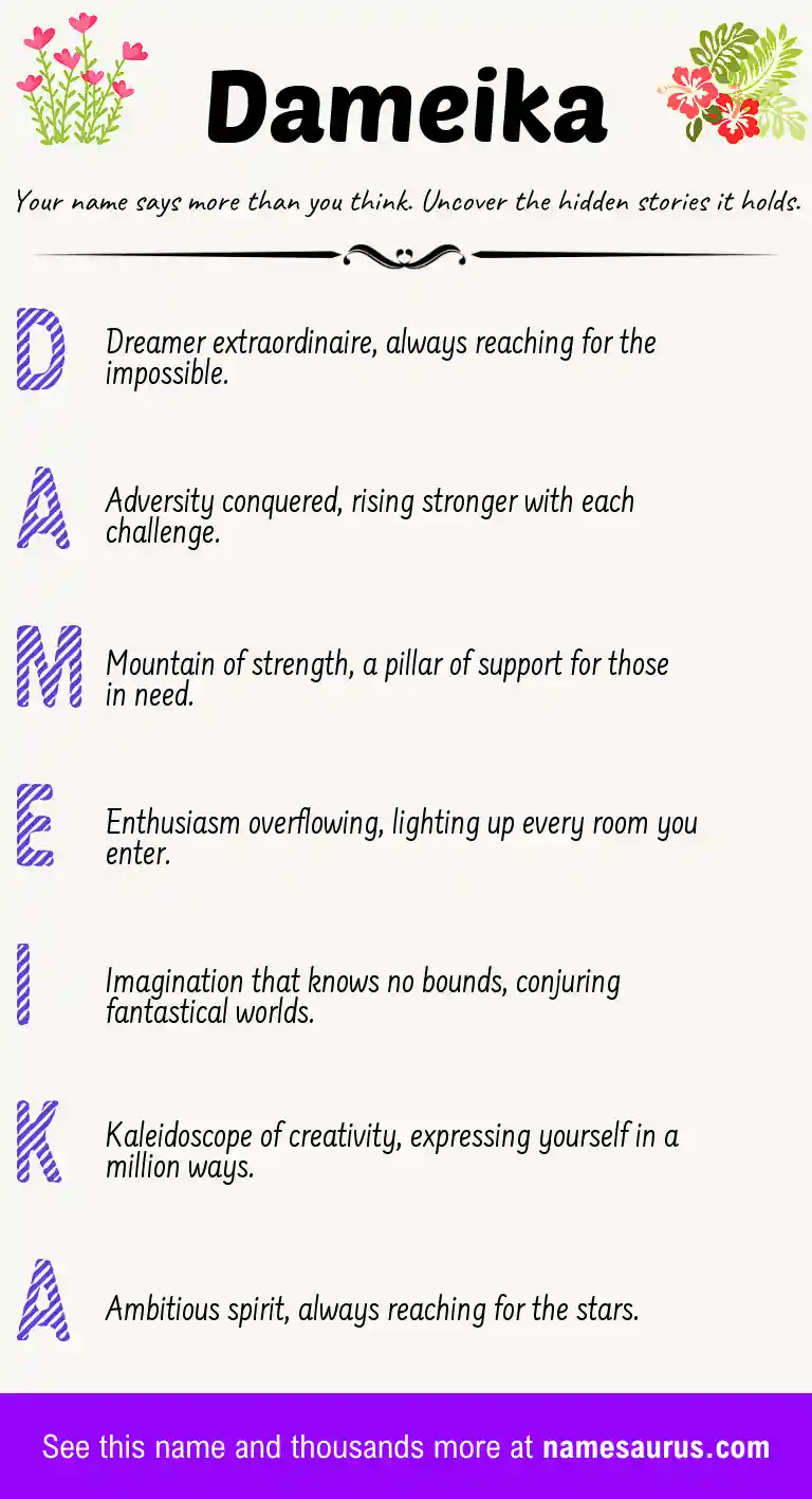 Acrostic poem about Dameika.