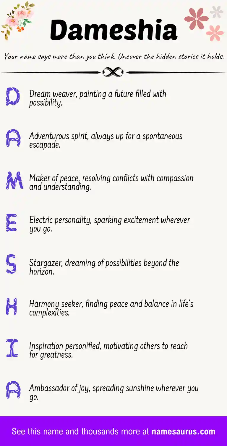 Acrostic poem about Dameshia.