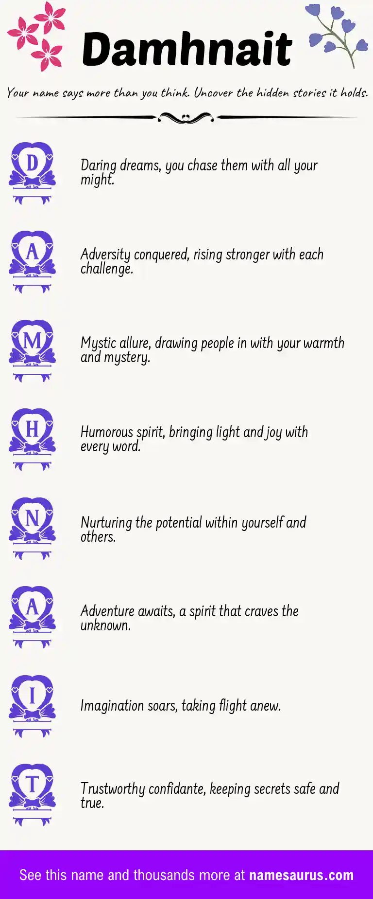 Acrostic poem about Damhnait.