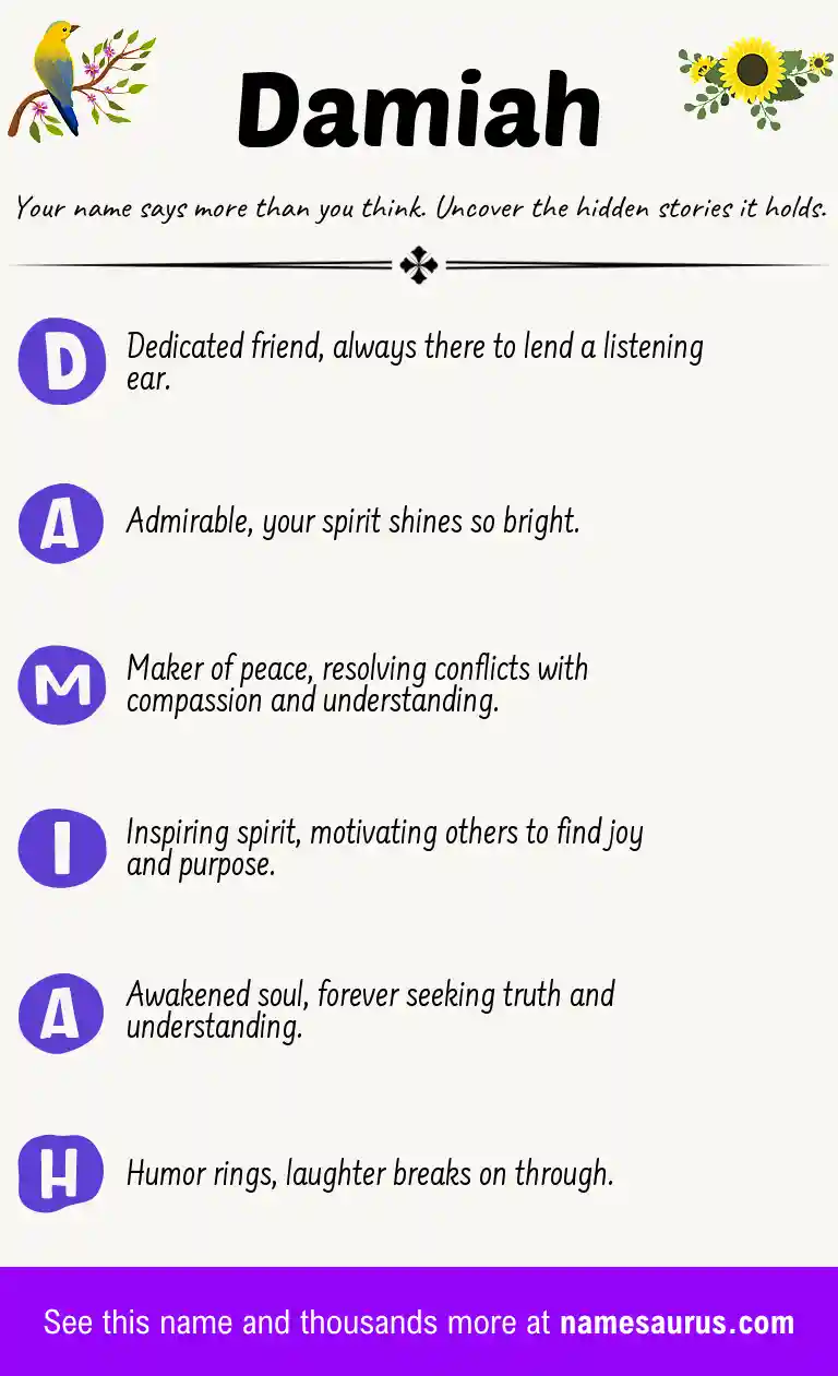 Acrostic poem about Damiah.