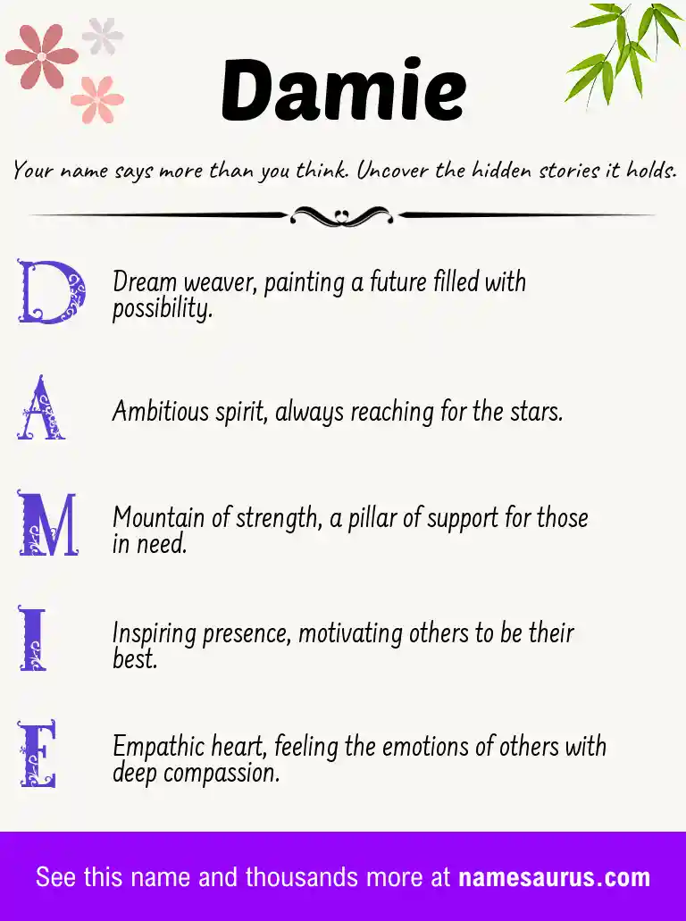 Acrostic poem about Damie.