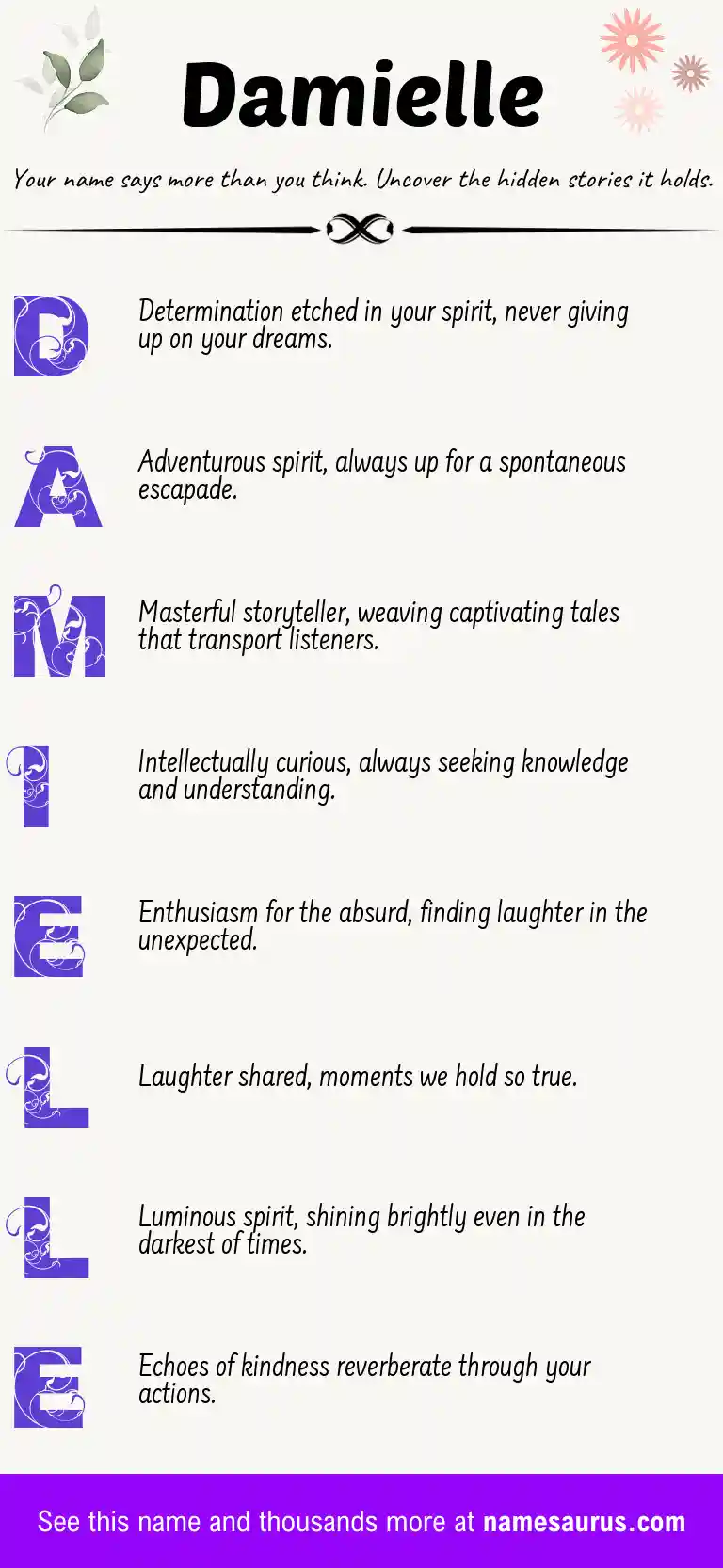 Acrostic poem about Damielle.