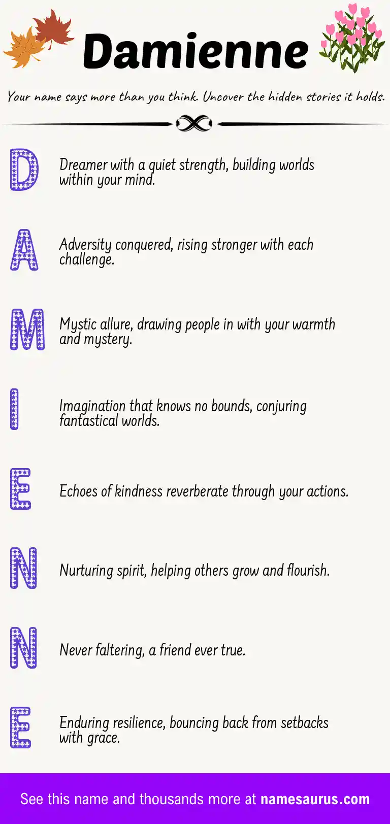 Acrostic poem about Damienne.