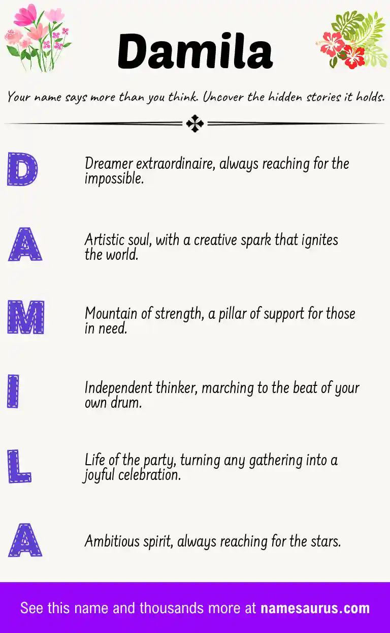 Acrostic poem about Damila.