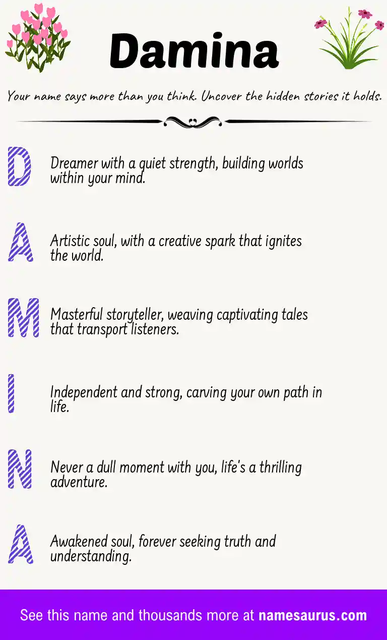 Acrostic poem about Damina.