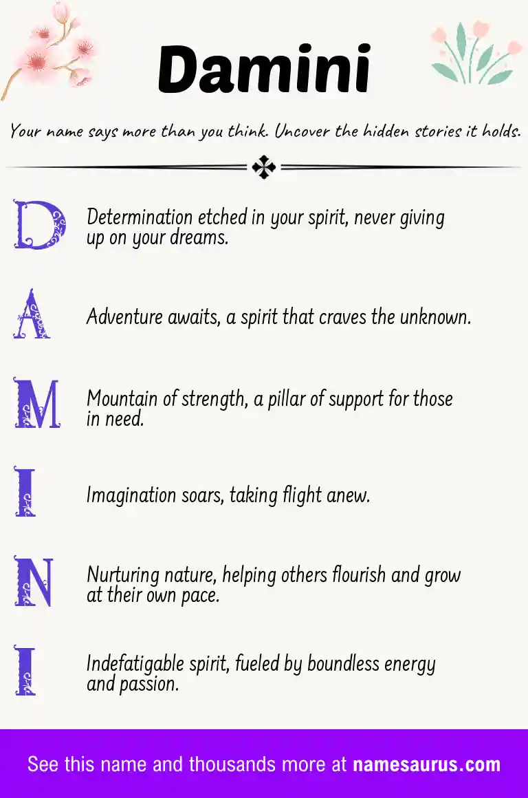 Acrostic poem about Damini.