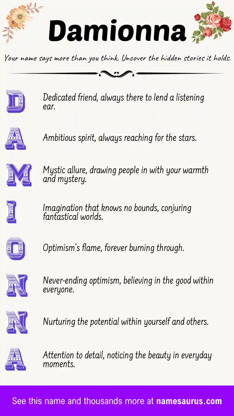 Acrostic poem about Damionna.