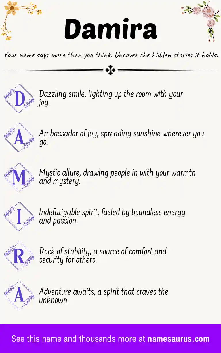 Acrostic poem about Damira.