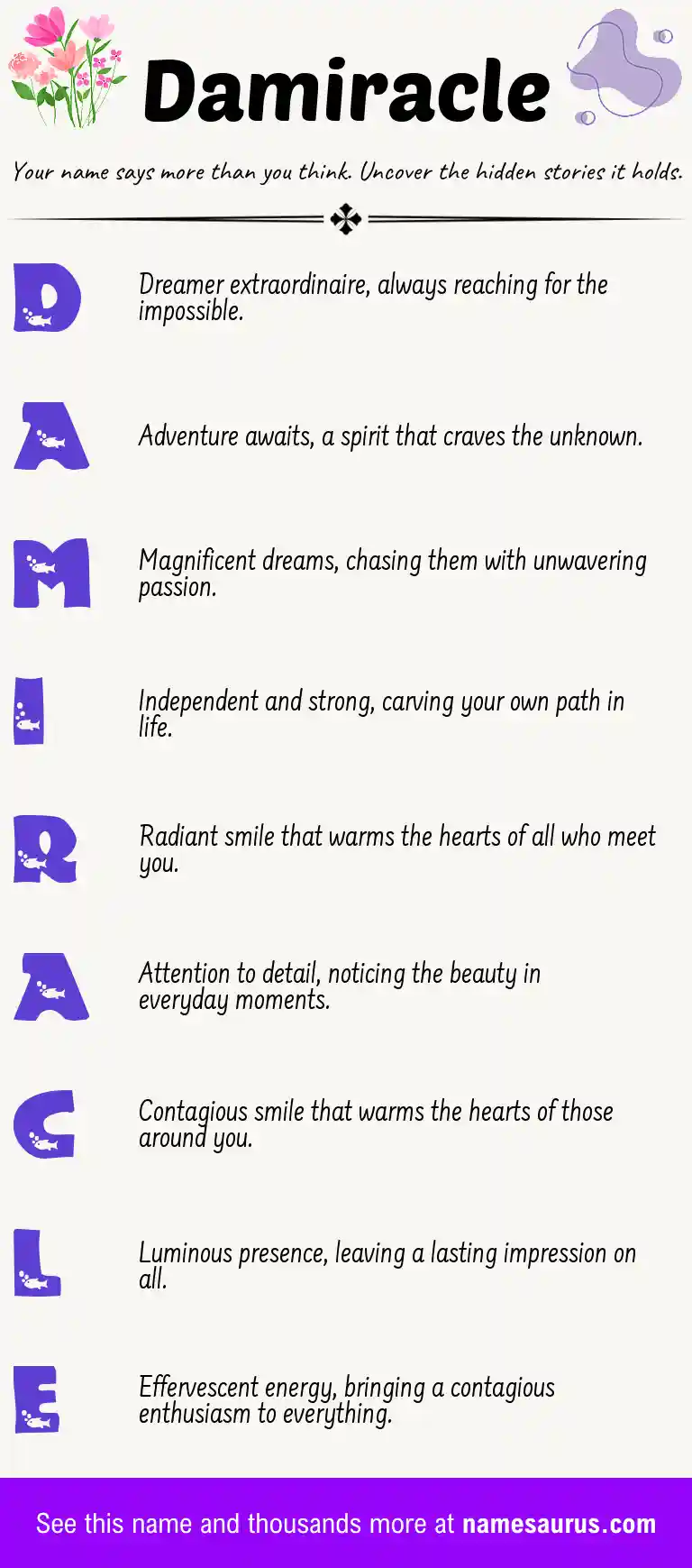 Acrostic poem about Damiracle.