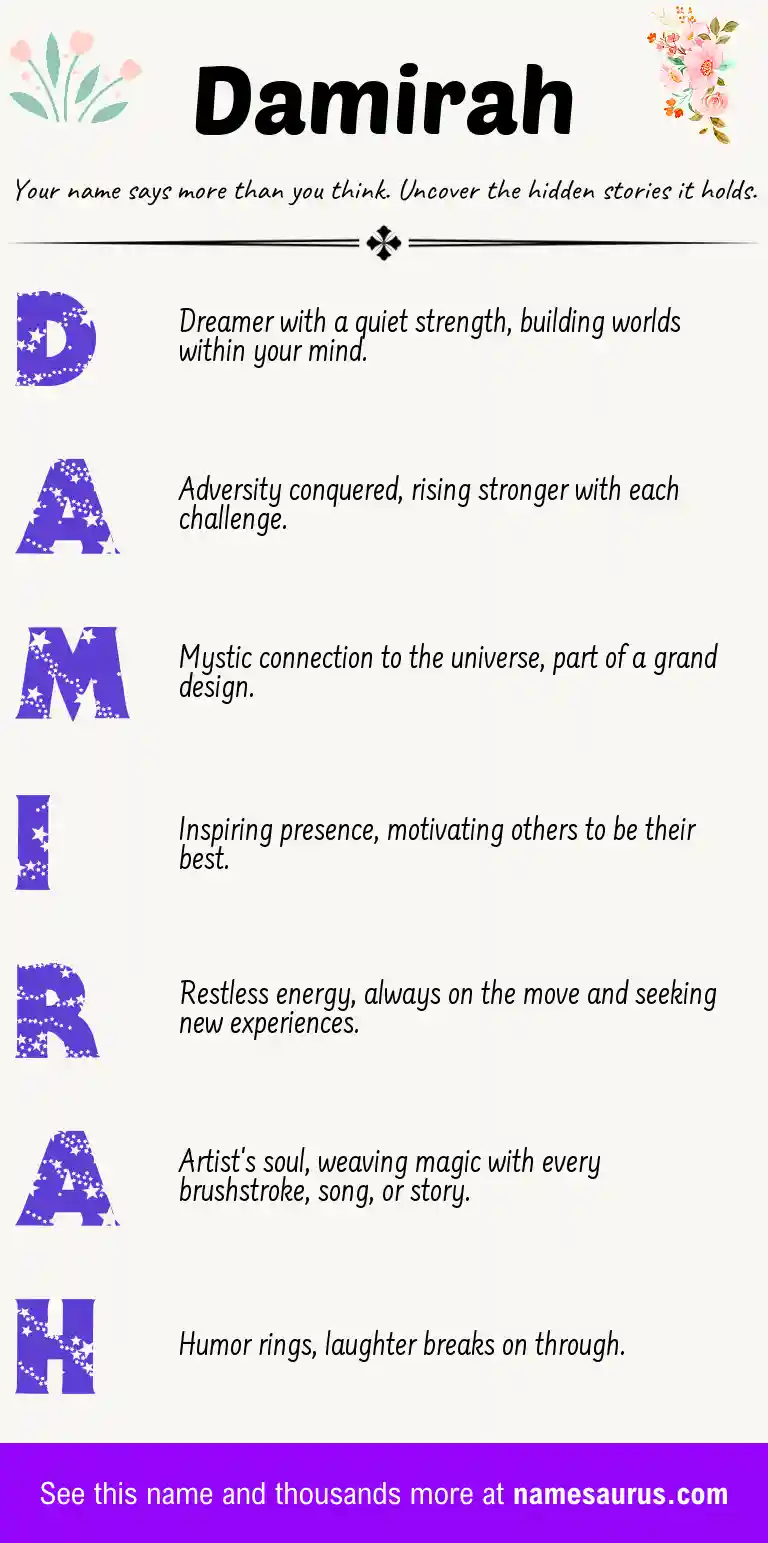 Acrostic poem about Damirah.