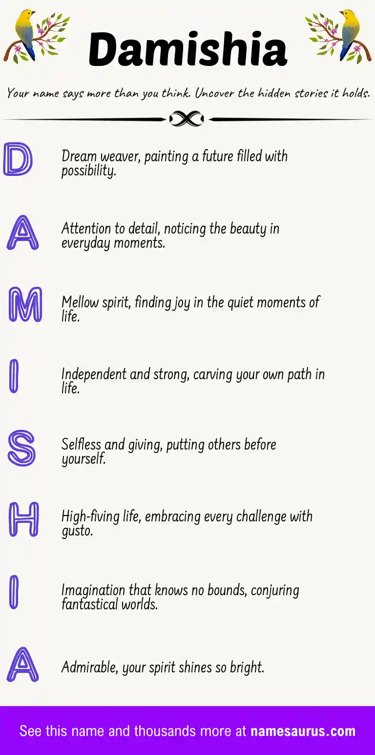 Acrostic poem about Damishia.