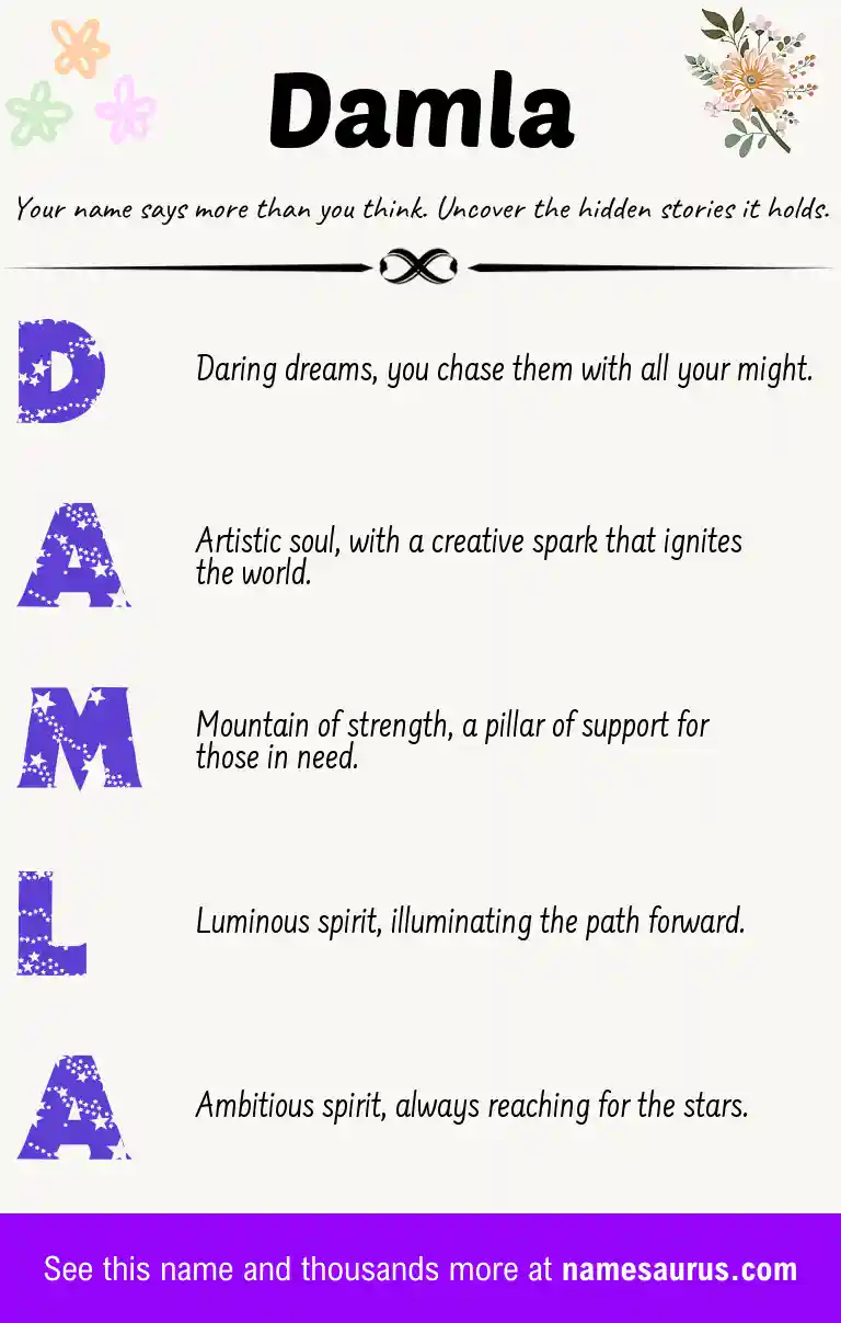 Acrostic poem about Damla.