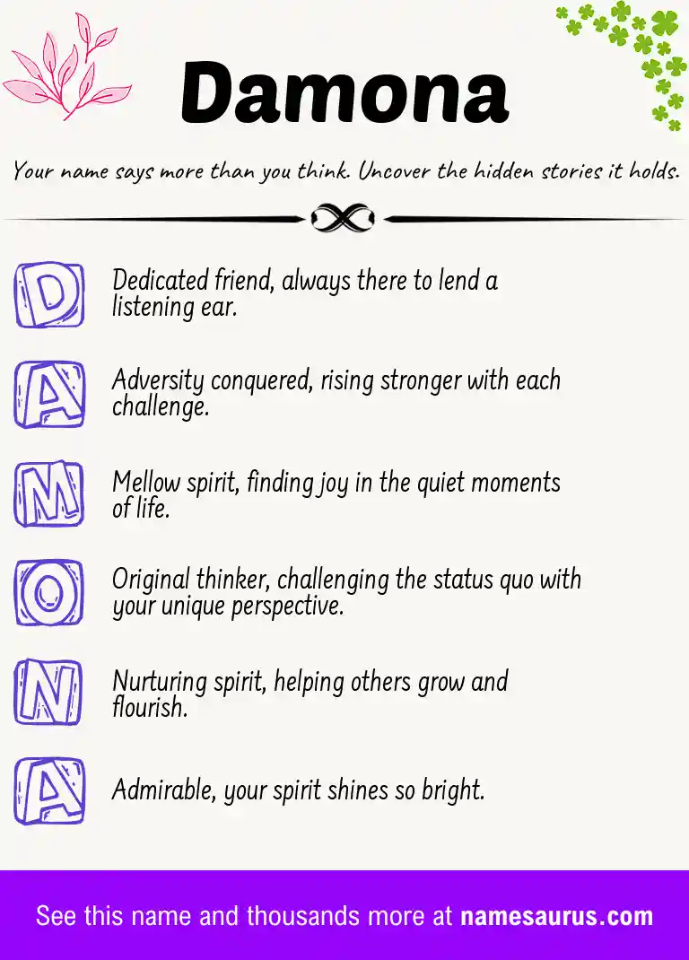 Acrostic poem about Damona.