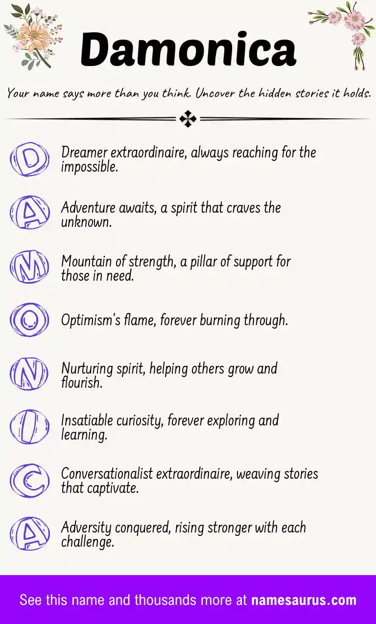Acrostic poem about Damonica.