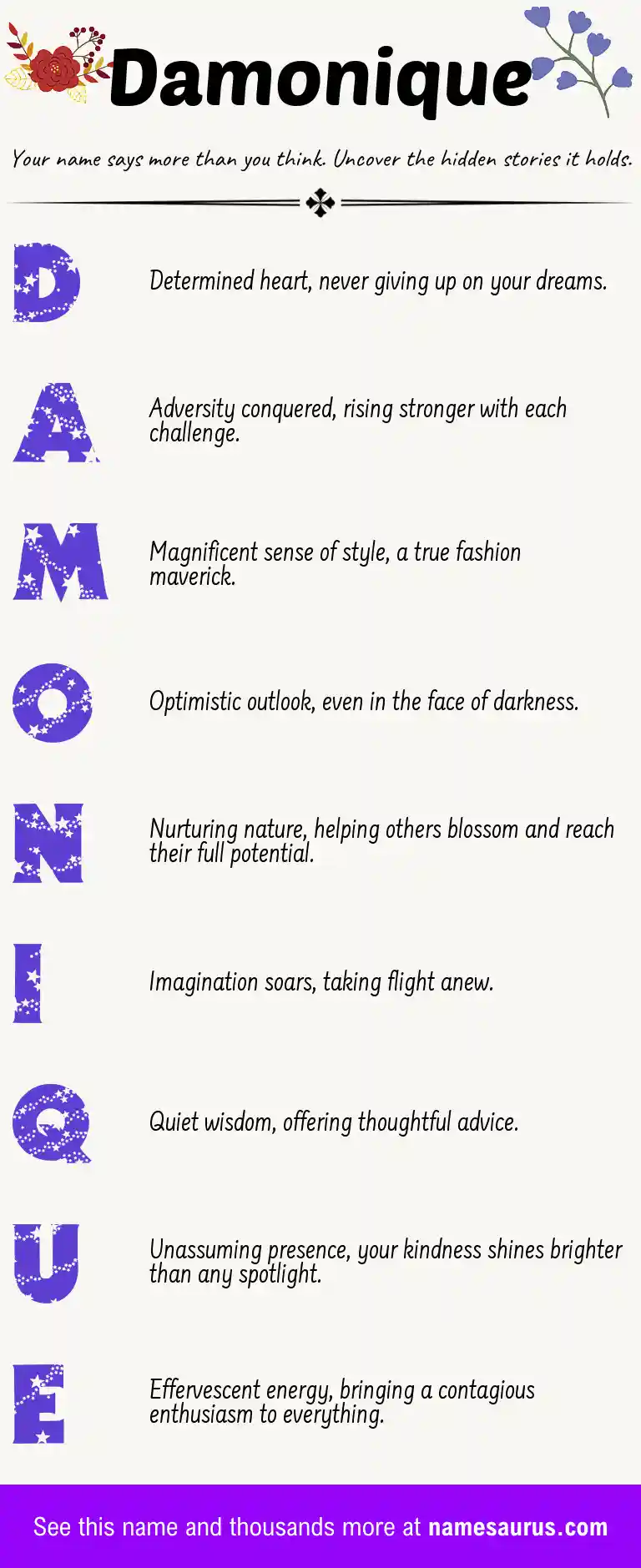 Acrostic poem about Damonique.