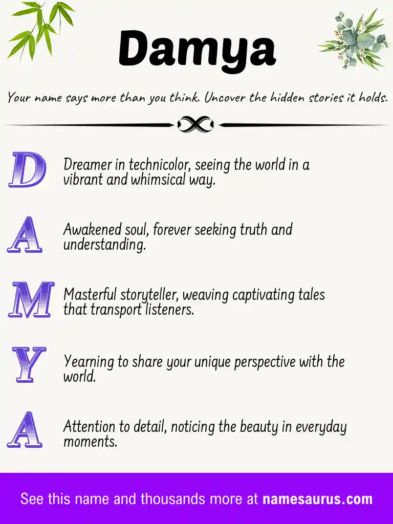 Acrostic poem about Damya.