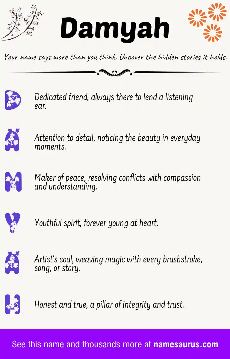 Acrostic poem about Damyah.