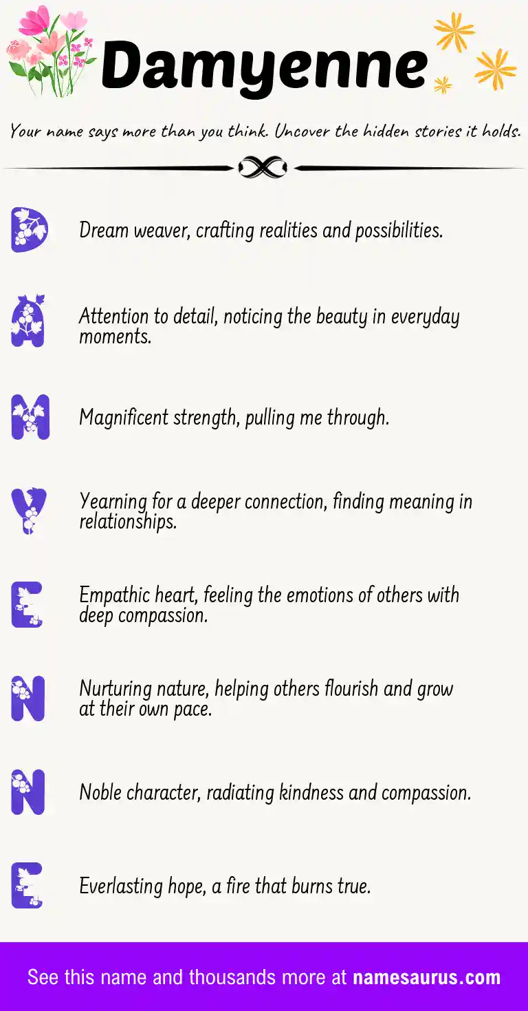 Acrostic poem about Damyenne.