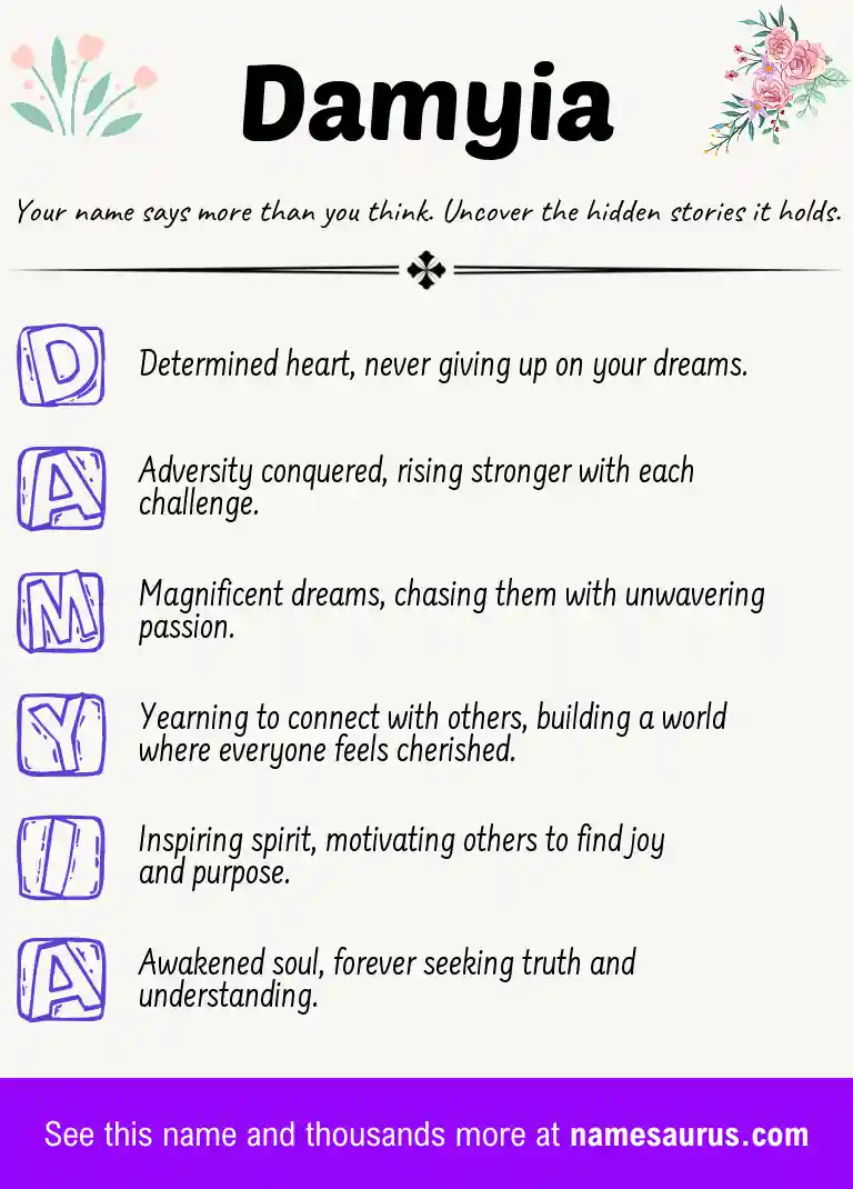Acrostic poem about Damyia.