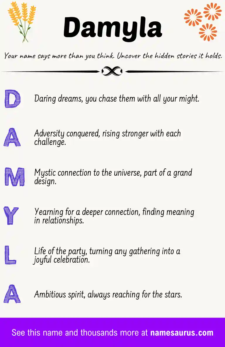 Acrostic poem about Damyla.