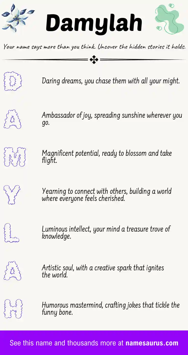 Acrostic poem about Damylah.