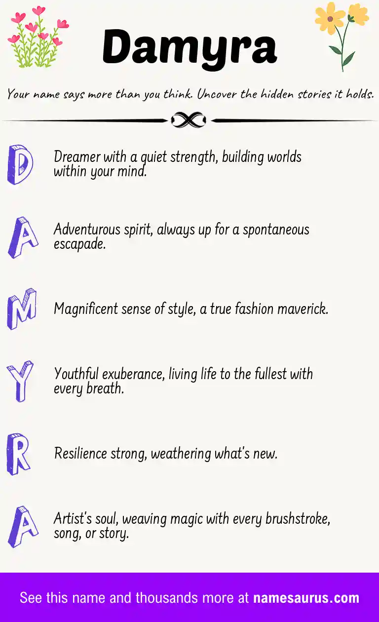 Acrostic poem about Damyra.
