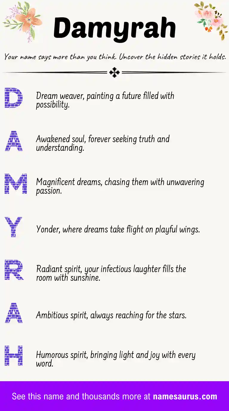 Acrostic poem about Damyrah.