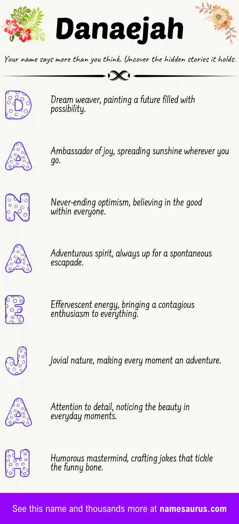 Acrostic poem about Danaejah.