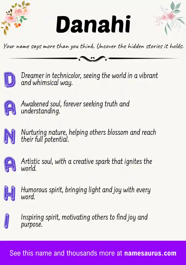 Acrostic poem about Danahi.