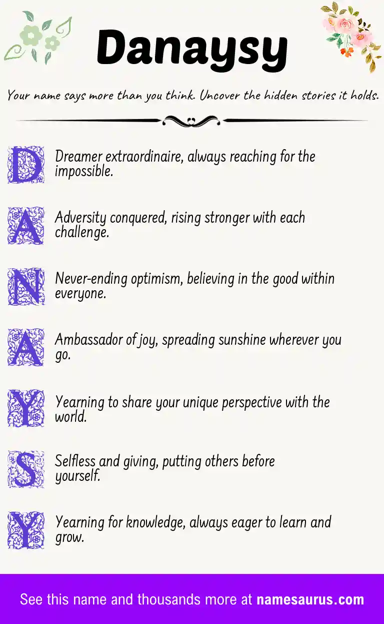 Acrostic poem about Danaysy.