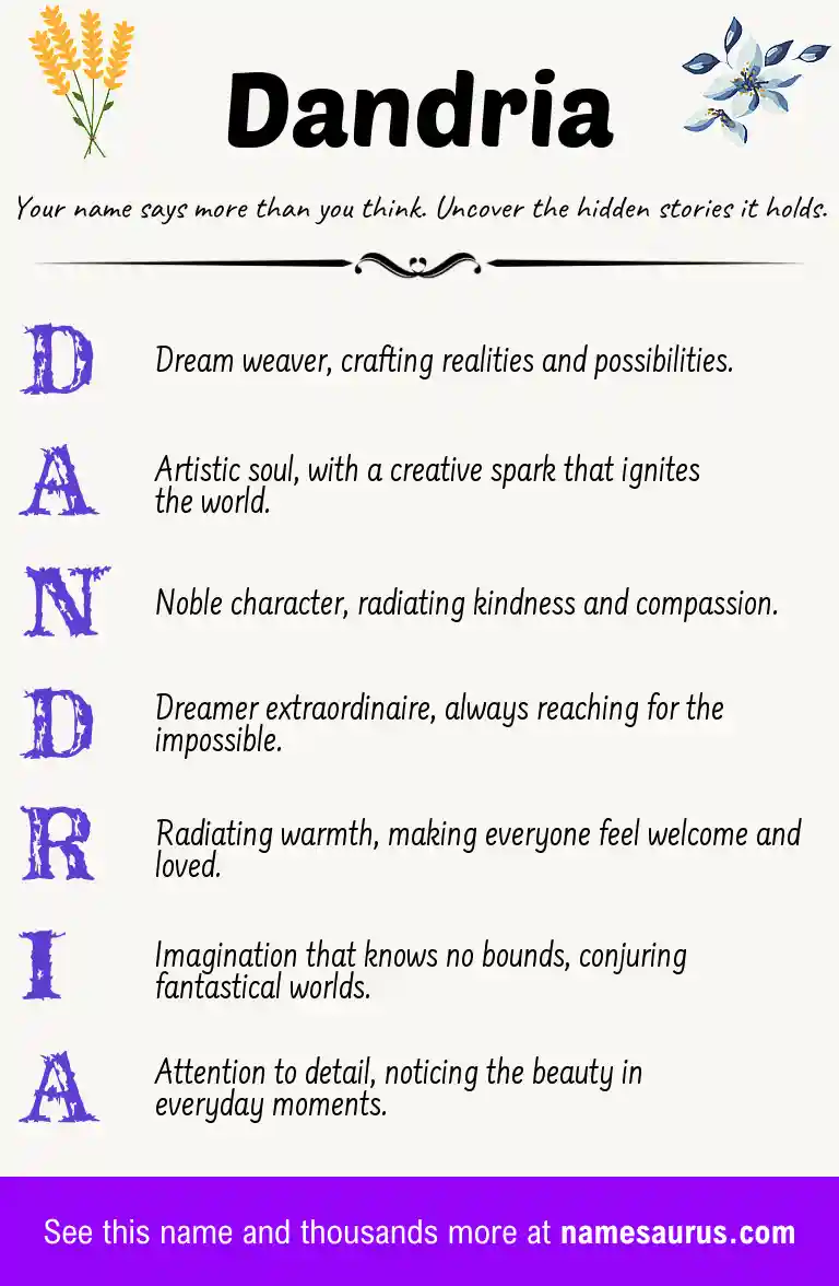 Acrostic poem about Dandria.