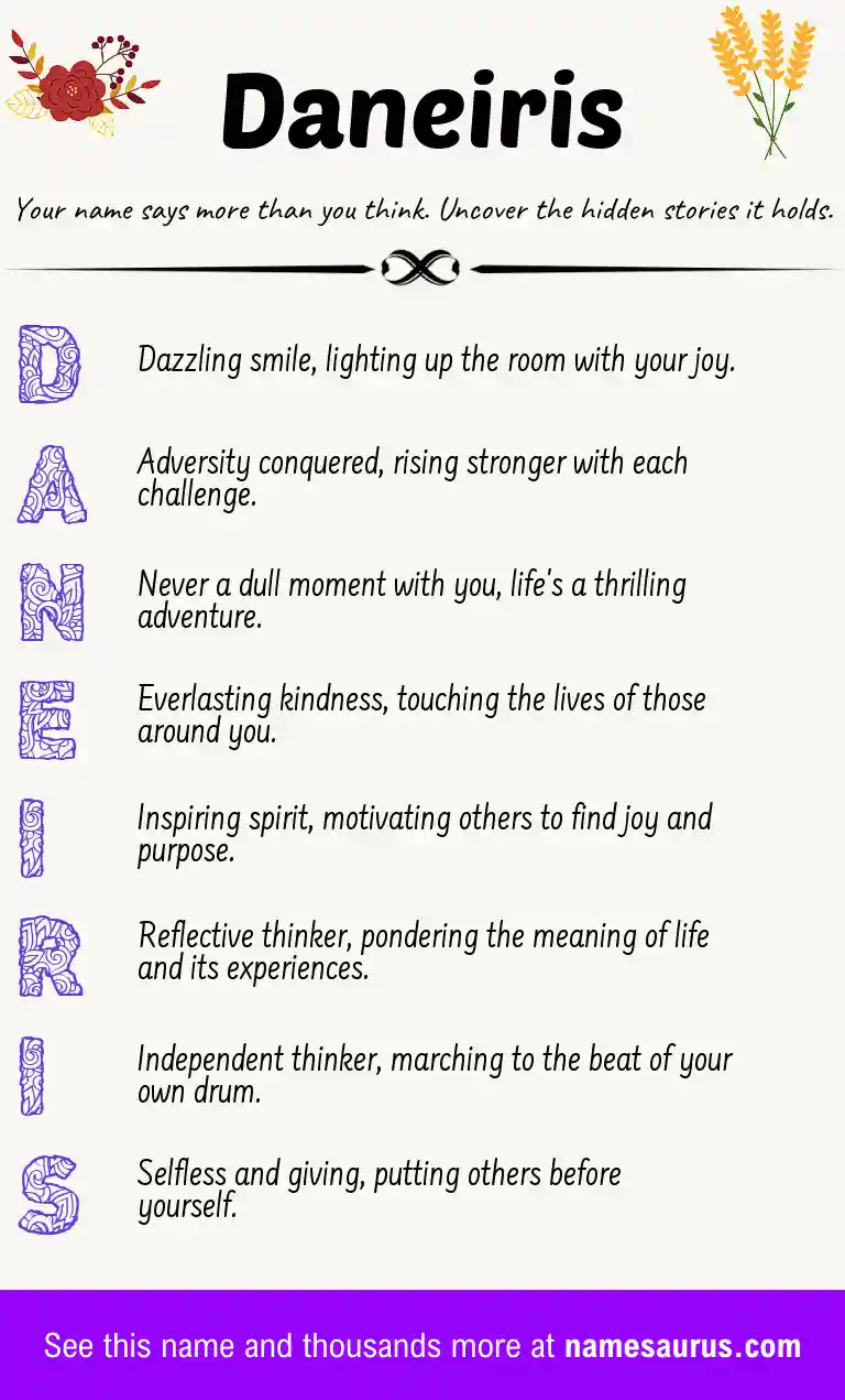 Acrostic poem about Daneiris.