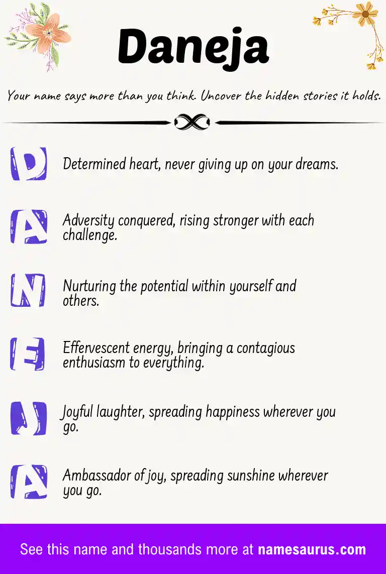 Acrostic poem about Daneja.
