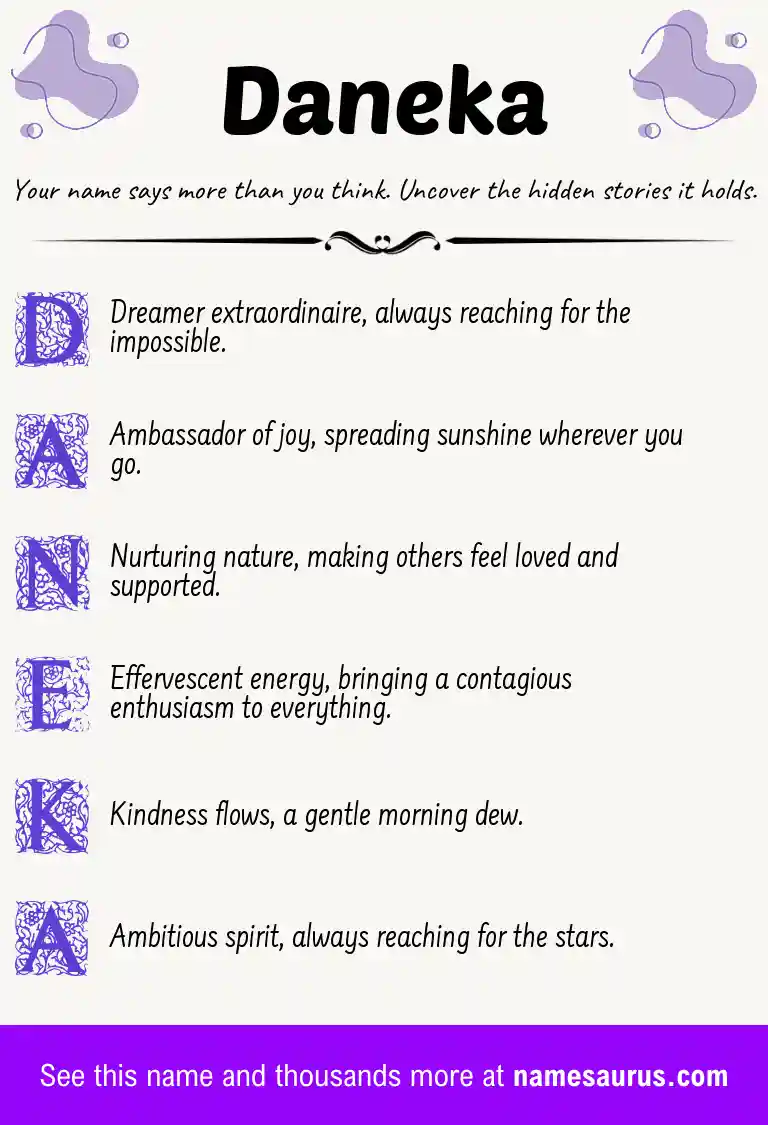 Acrostic poem about Daneka.