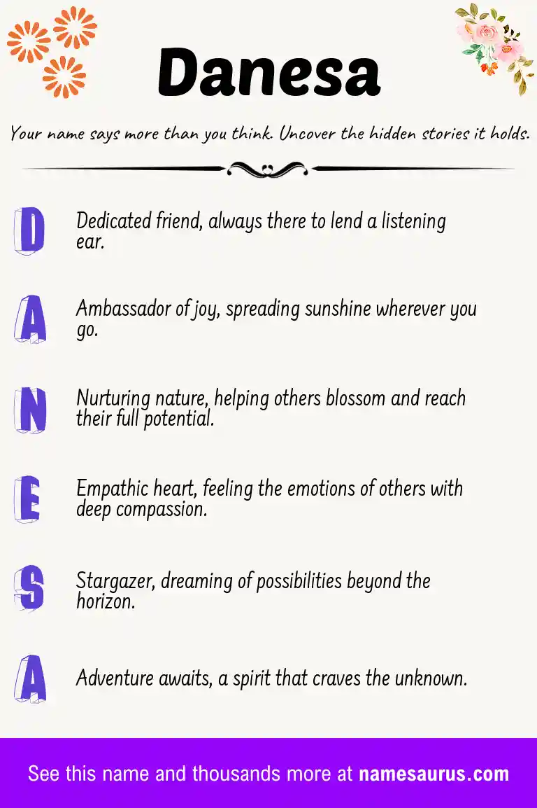 Acrostic poem about Danesa.
