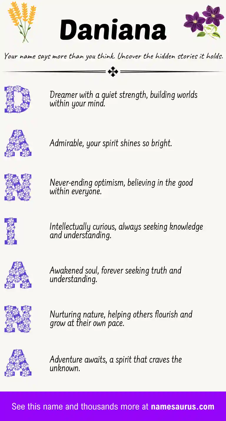Acrostic poem about Daniana.