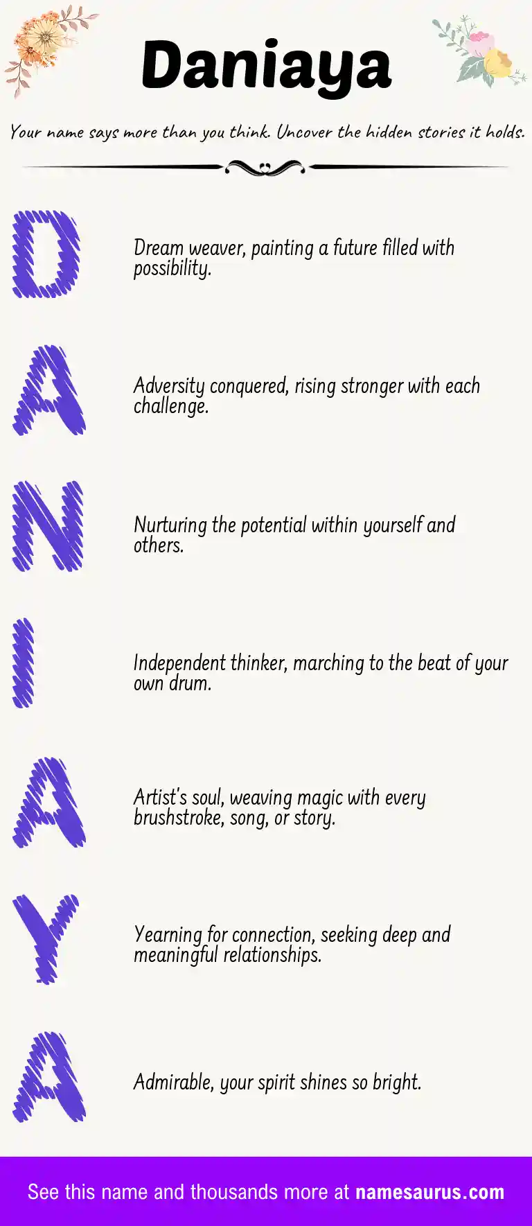 Acrostic poem about Daniaya.