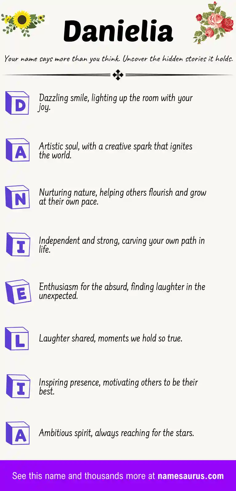 Acrostic poem about Danielia.