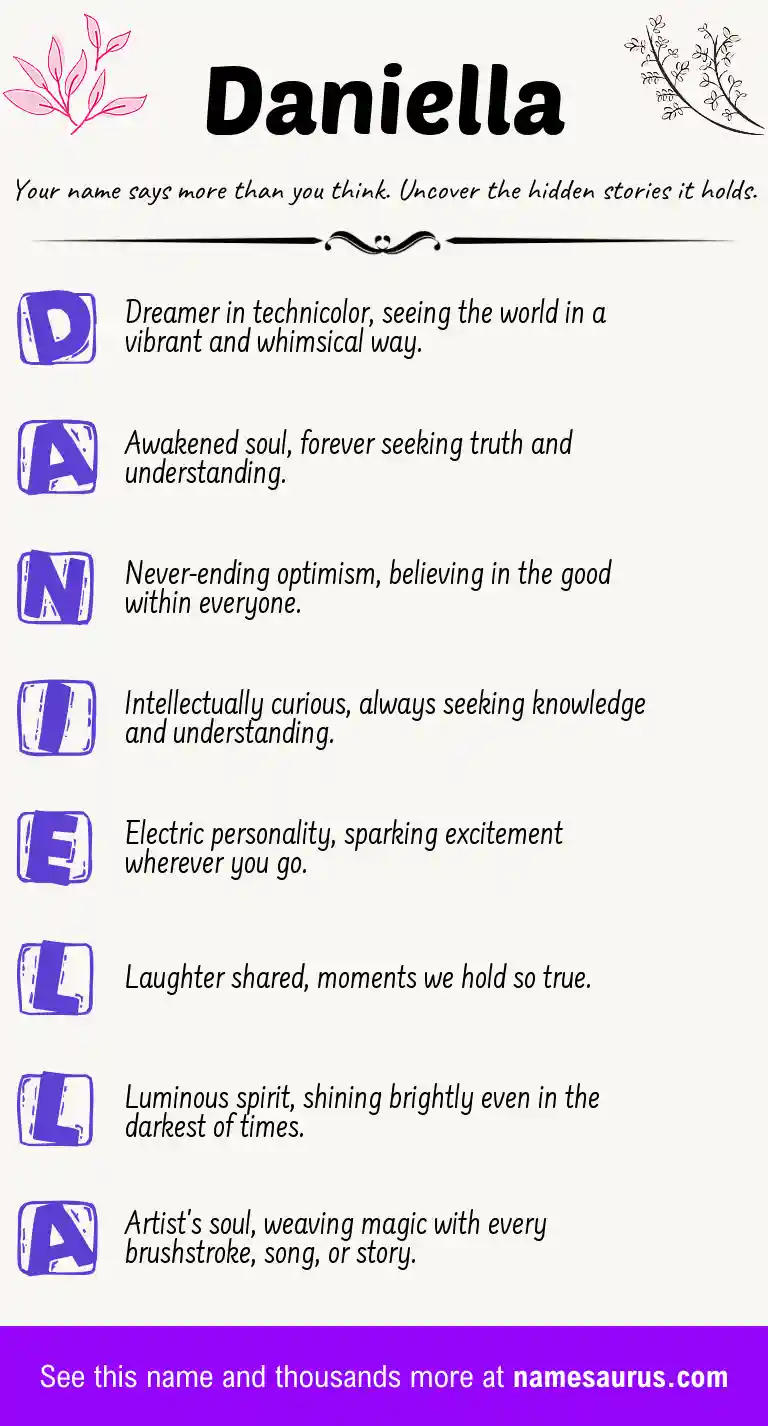 Acrostic poem about Daniella.