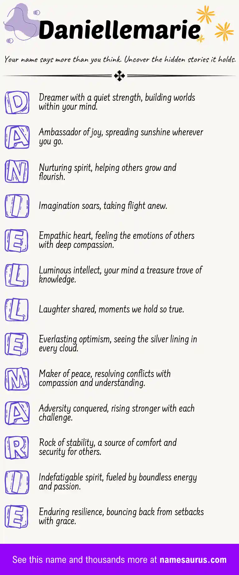 Acrostic poem about Daniellemarie.