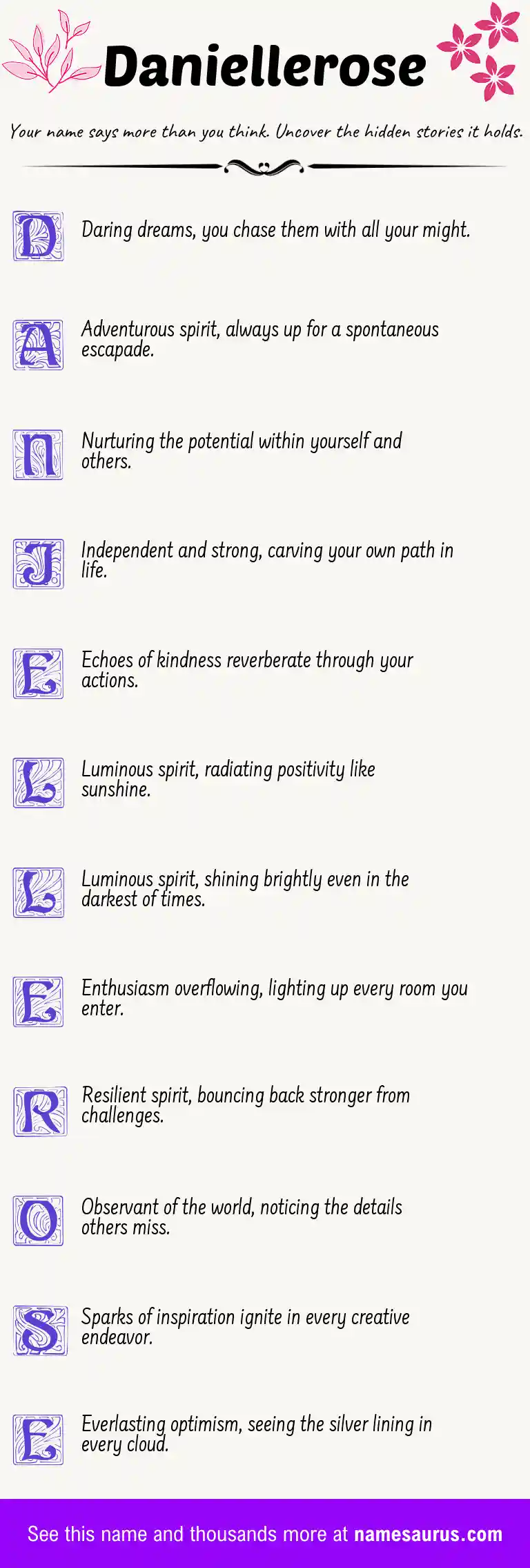 Acrostic poem about Daniellerose.