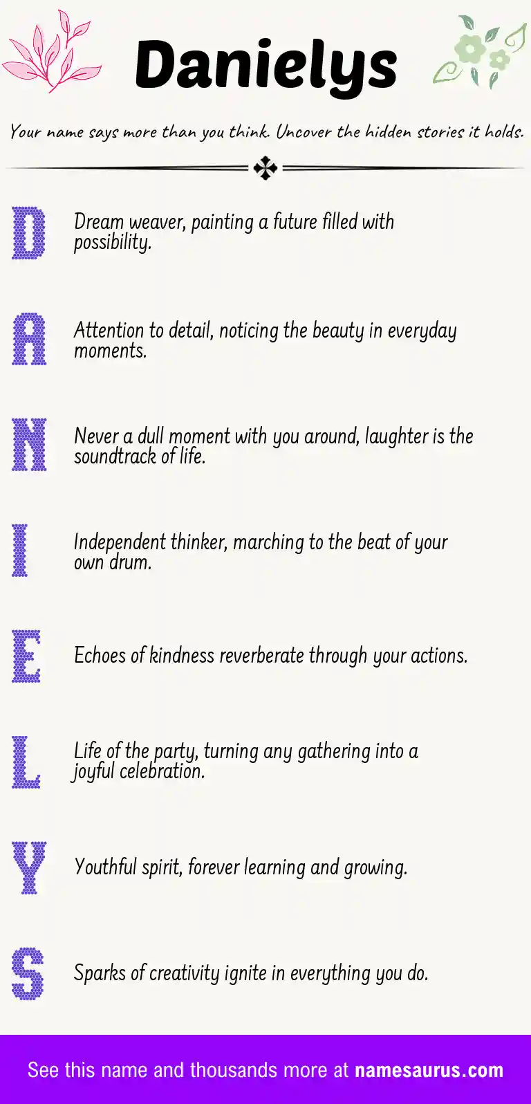 Acrostic poem about Danielys.