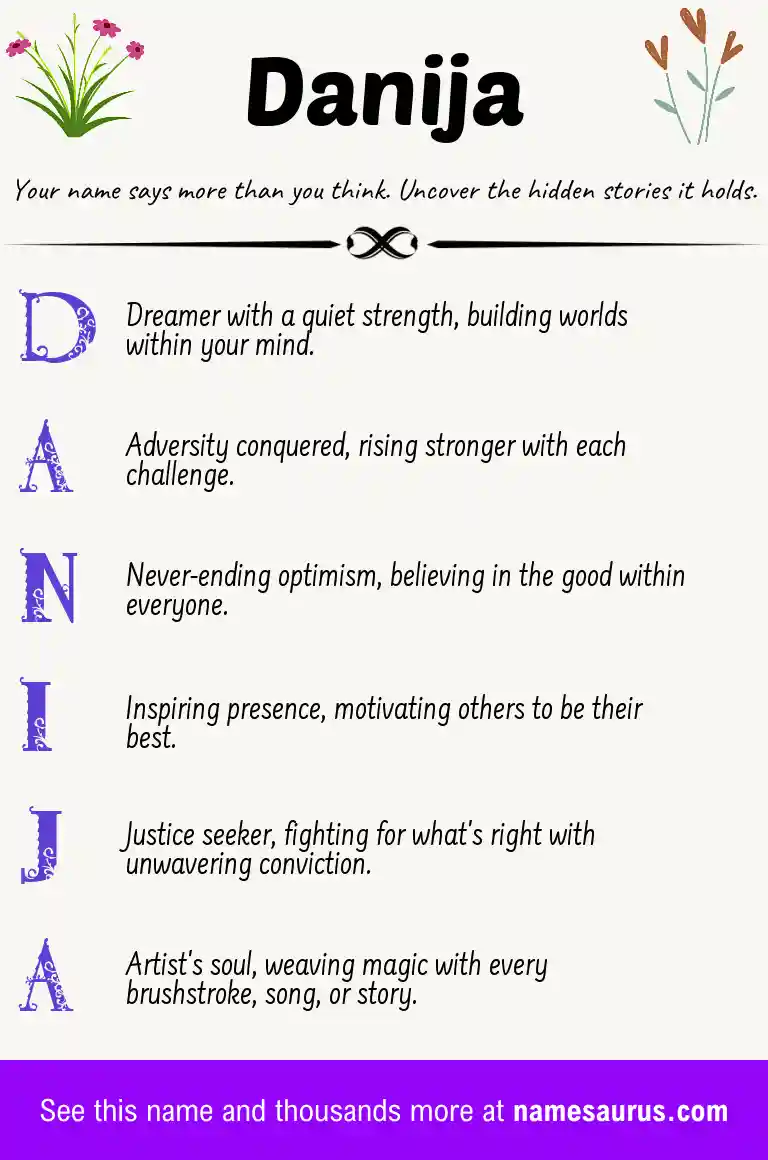 Acrostic poem about Danija.