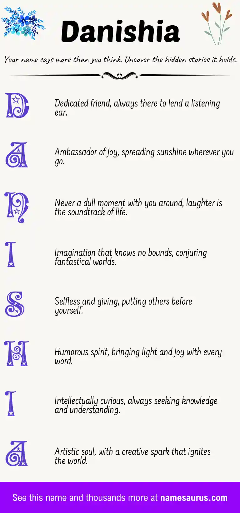 Acrostic poem about Danishia.